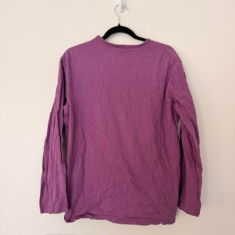 Vintage "Red Hattitude" Purple Embroidered Cat Graphic Long Sleeve Tee, M View 3